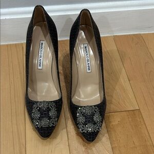 Manolo Blahnik Black Embellished Heels